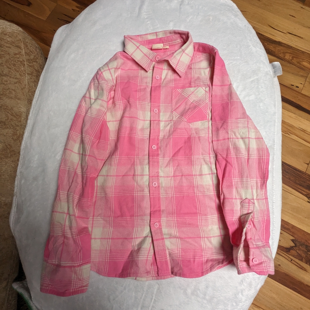 Charming Pink Plaid Kids Button-Down Shirt